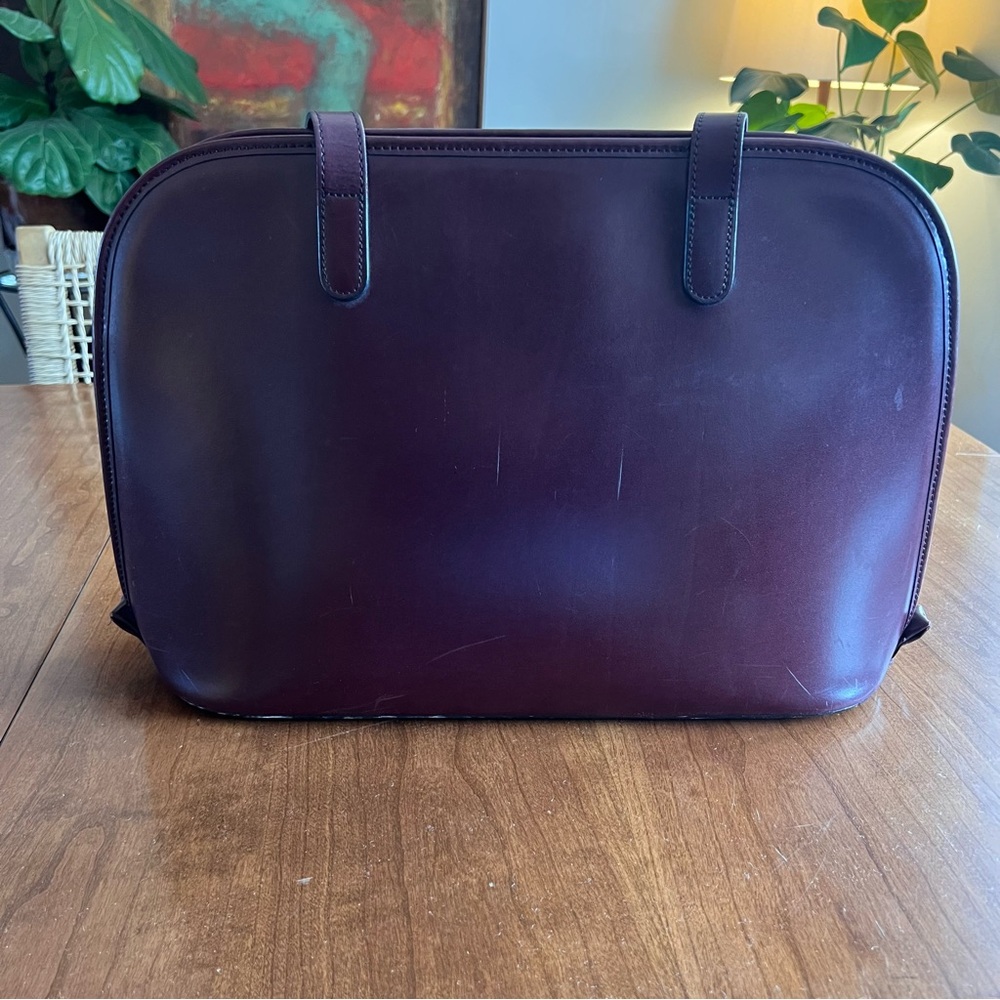 Jack Georges Burgundy Italian Leather Laptop Briefcase Shoulder Bag